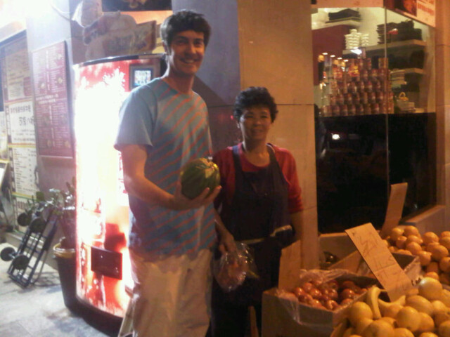 Buying baby watermelon from the wet market