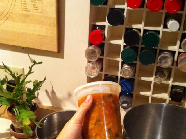Heatin up veggie soup I made last night!