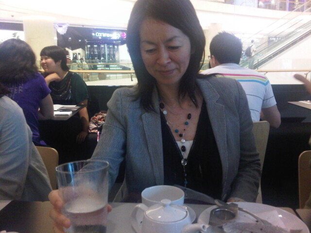 At tea with Yoko and team