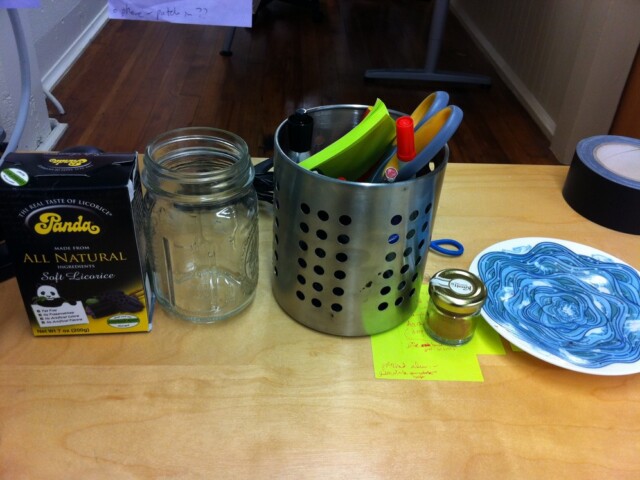 My desk items. That little jar has cinnamon sugar in case I ever want to make my toast fancy.