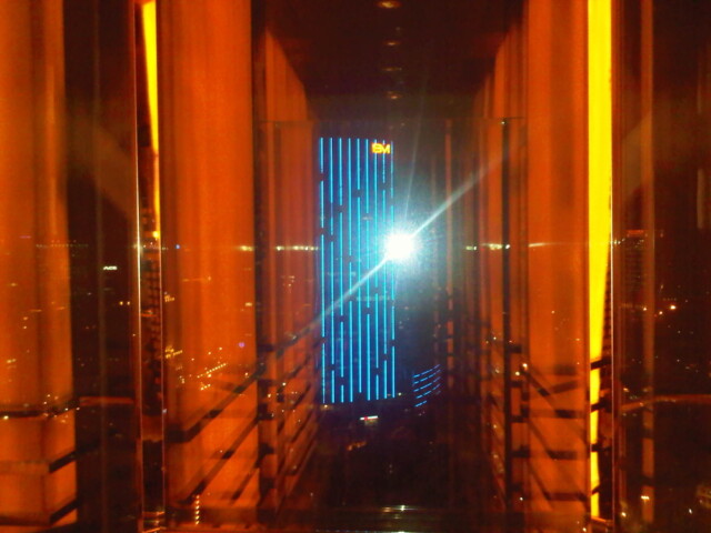 Looking out the glass elevator in Shanghai