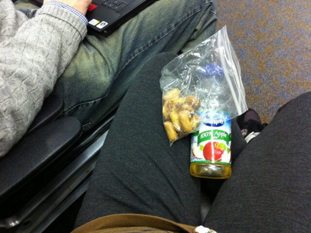 Delayed flight back to sf. Broke into snack pak early.