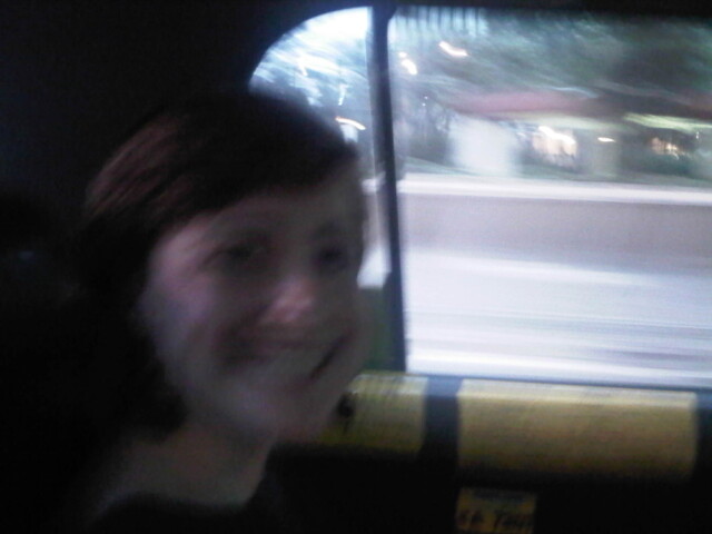 Blurry Lindsay in a bouncy cab