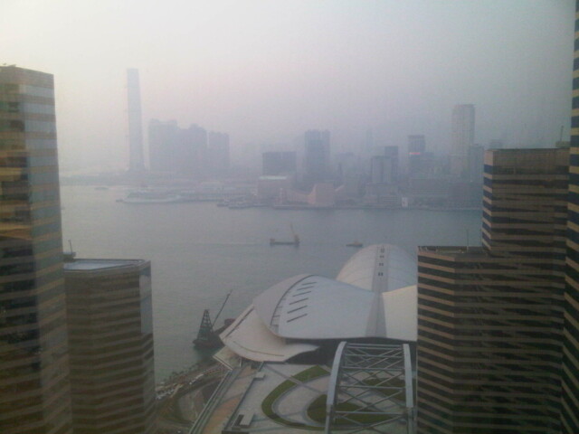Sun setting over Hong Kong