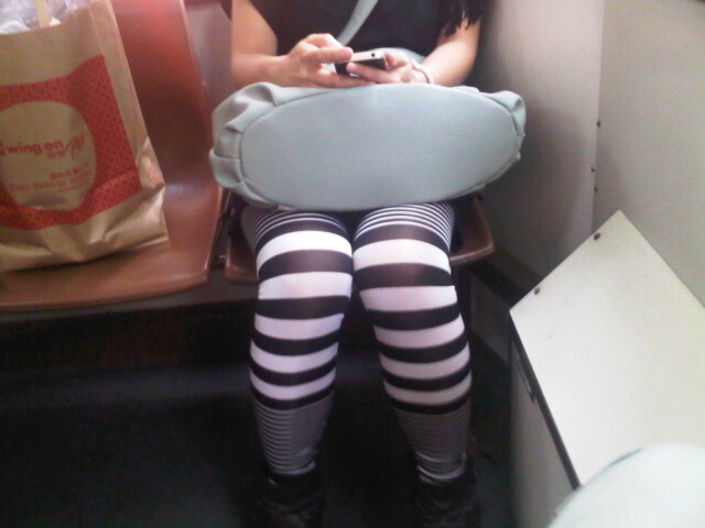 Woman tramming across from me loves her stripeys.