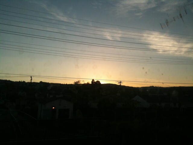 Sunset view from caltrain around Milbrae