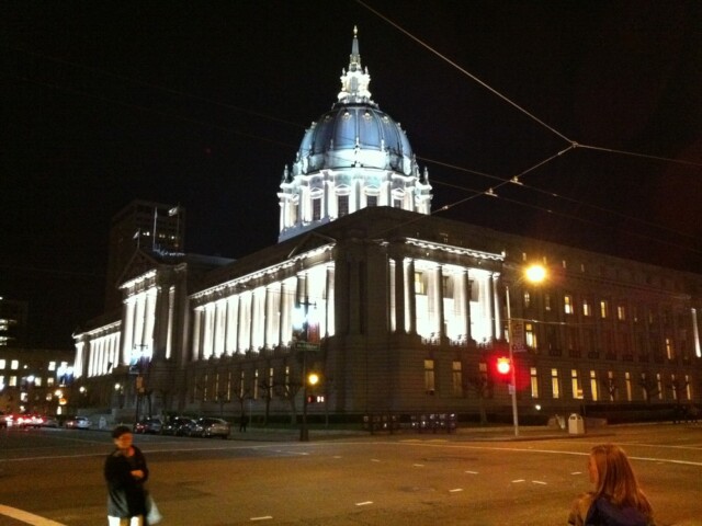 Walking via city hall