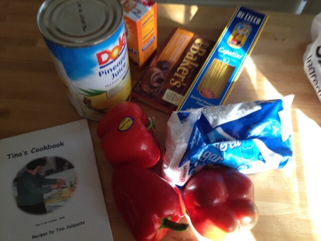 Just did a shopping trip to make Tina’s red pepper pasta and chocolate cake!