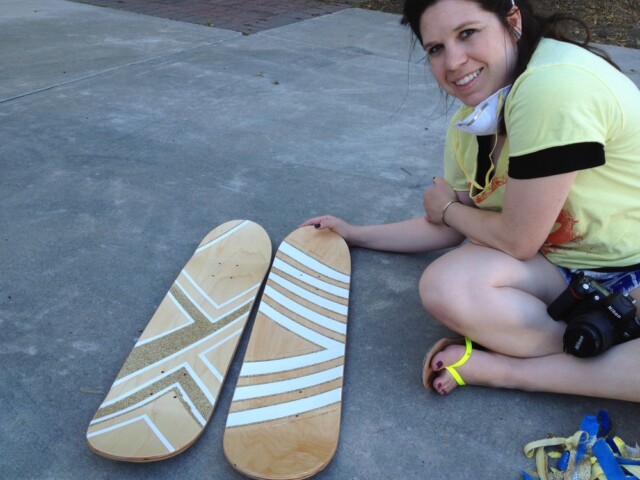 Making glitter skateboards with Lauren