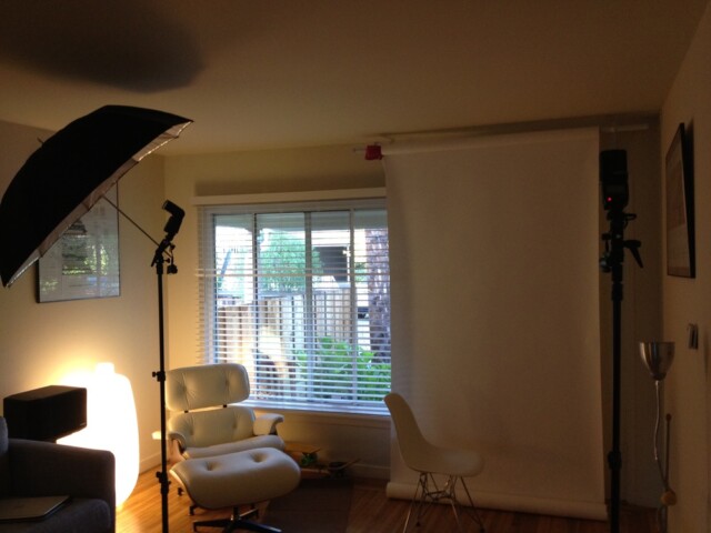 Living room photo booth setup