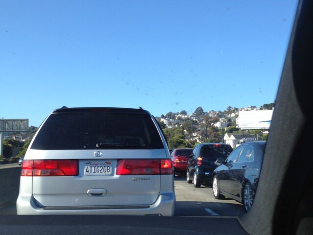 Sitting in traffic on the way to the chez