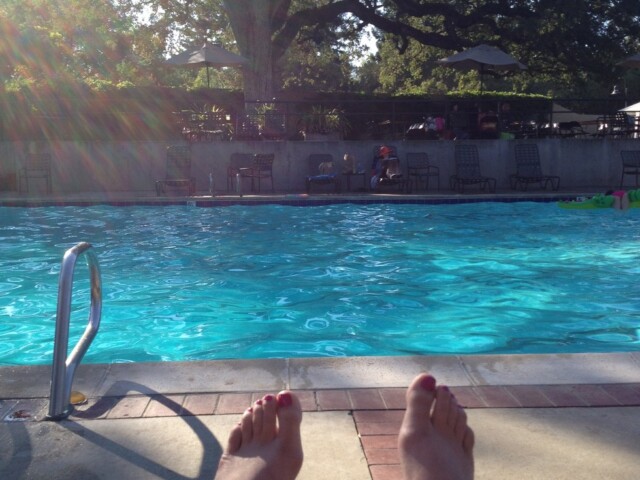 Relaxing at a friend’s pool