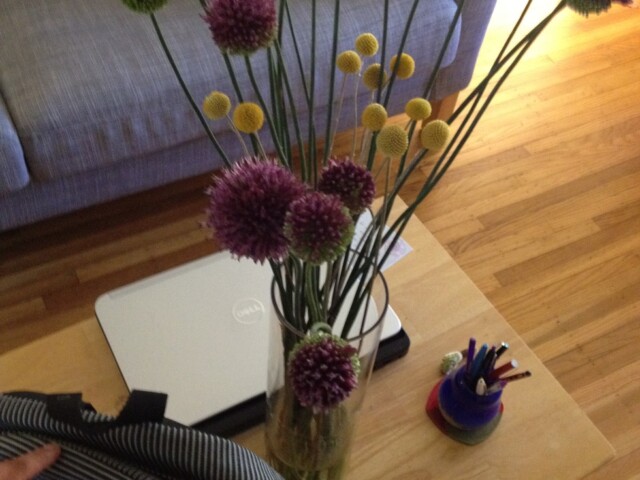 Fun flowers from Emily. Fun gift box from Koreans from Hyundai that I did a workshop for, fun backpack from zappos