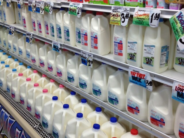 In the milk part of tjoes