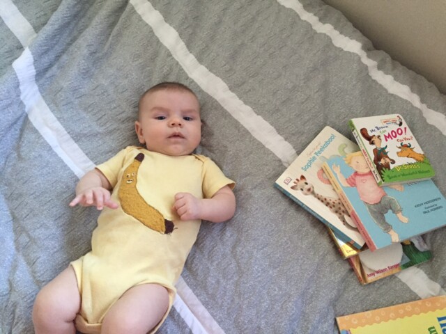Reading books with my banana boy