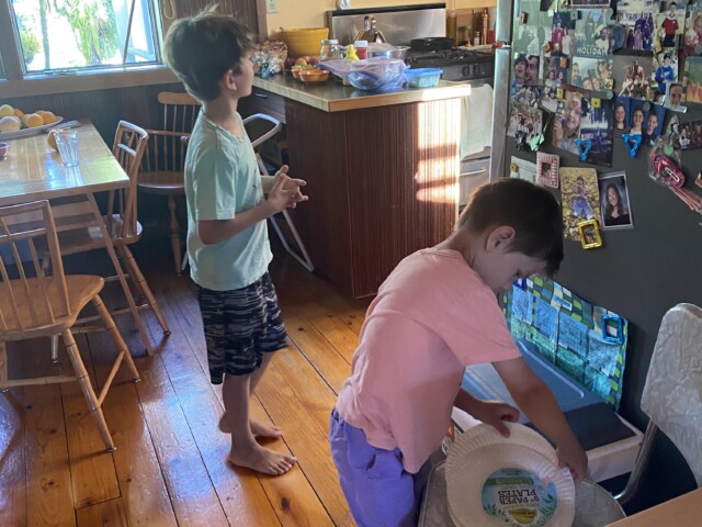 Getting dinner ready at grandma and grandpas and missing doo