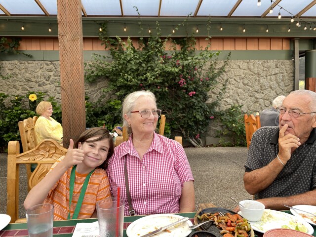 Grandma and grandpa and Maddox are here