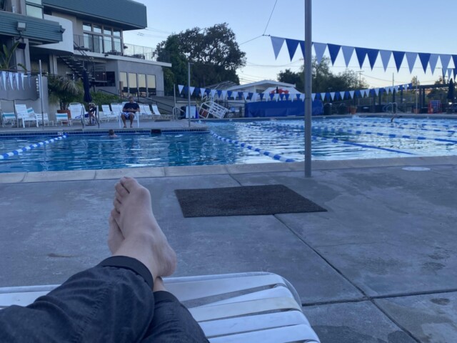 Waiting for the swim workout to end